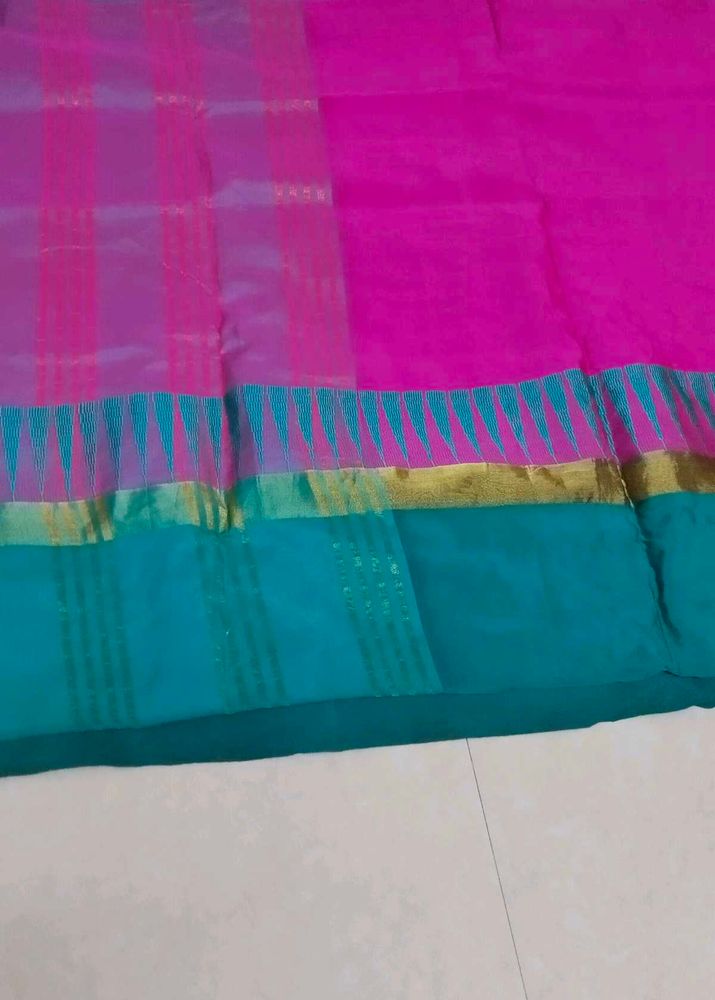 Vibrant Pink &amp; Teal Saree