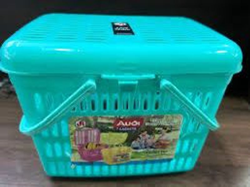 Retro Turquoise Picnic Basket