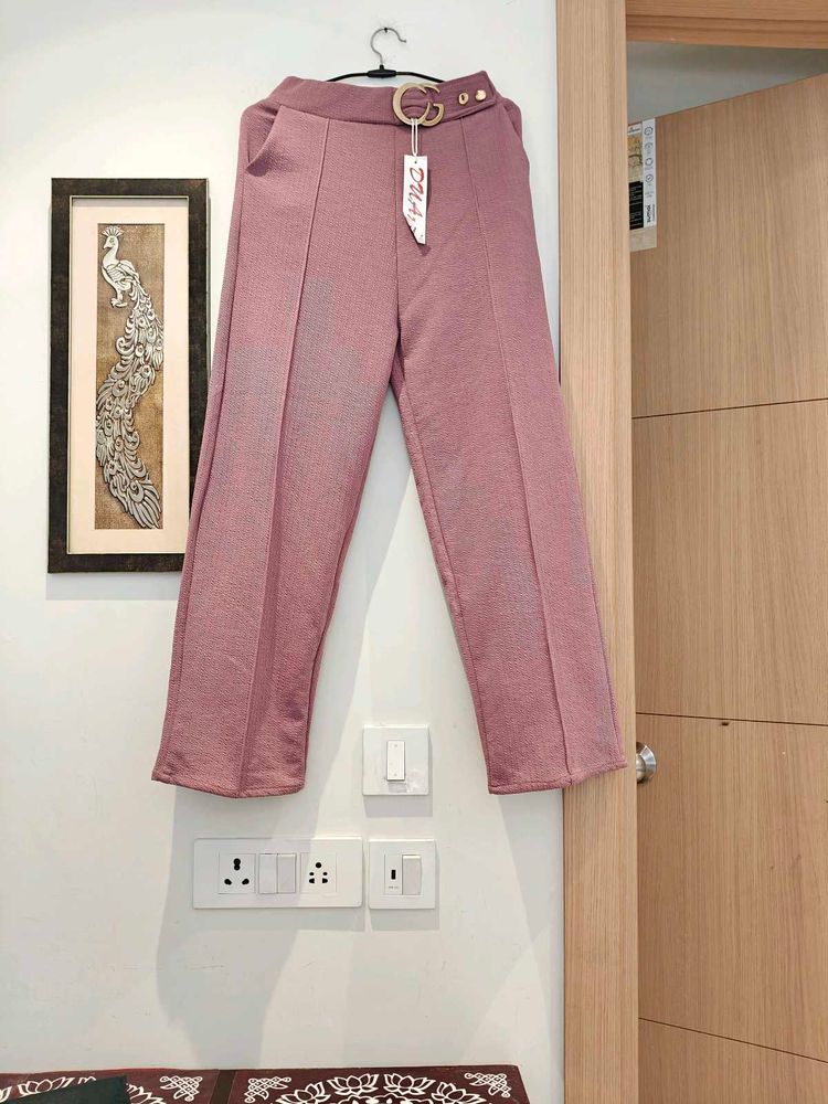 Stylish Pink Wide Leg Trousers