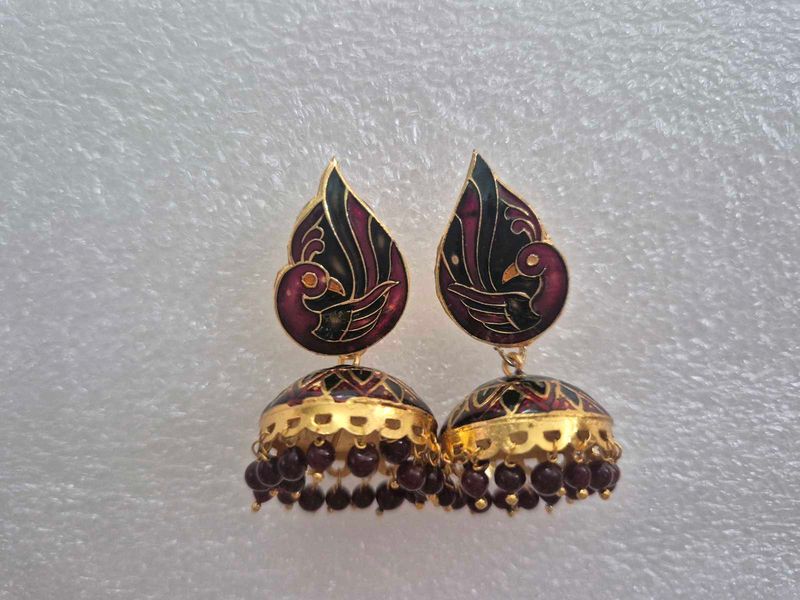Peacock Jhumka Earrings - Customized