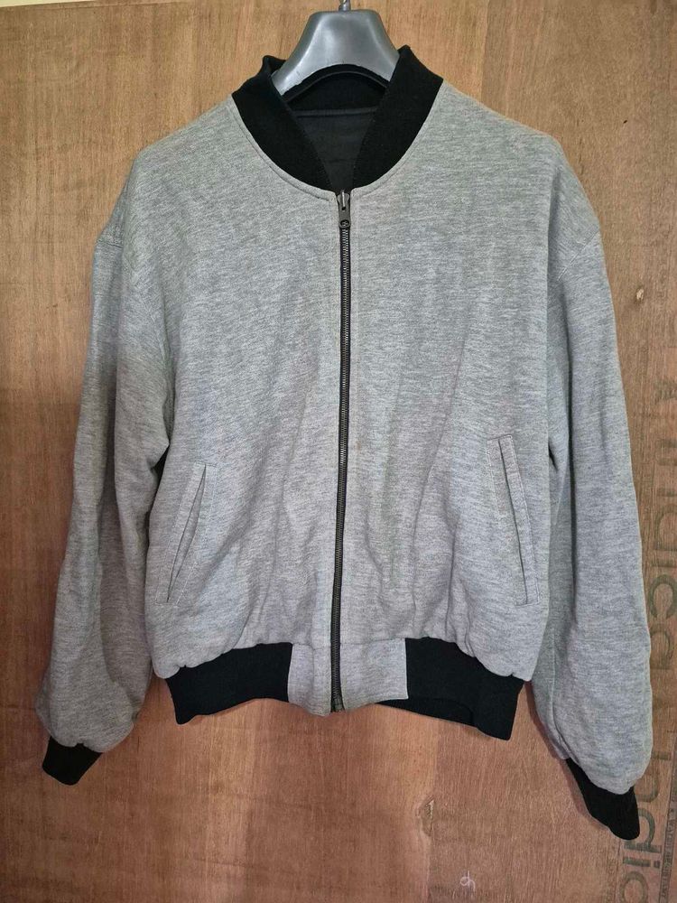 Grey and Black Double sided bomber Jacket