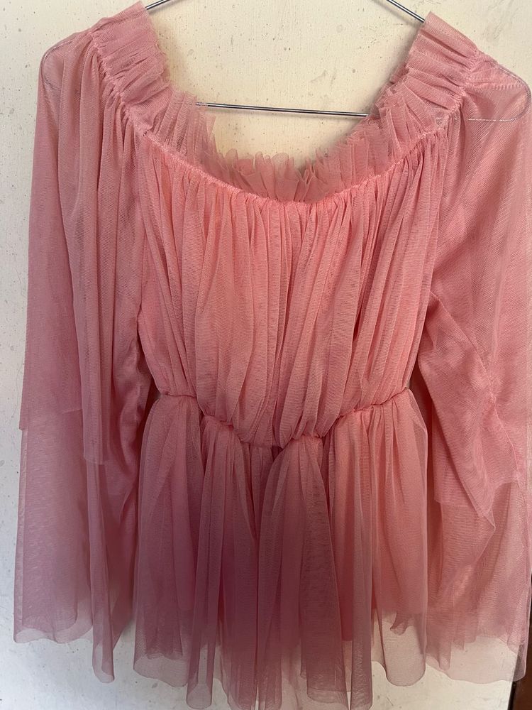 Pink Layered Tulle Top