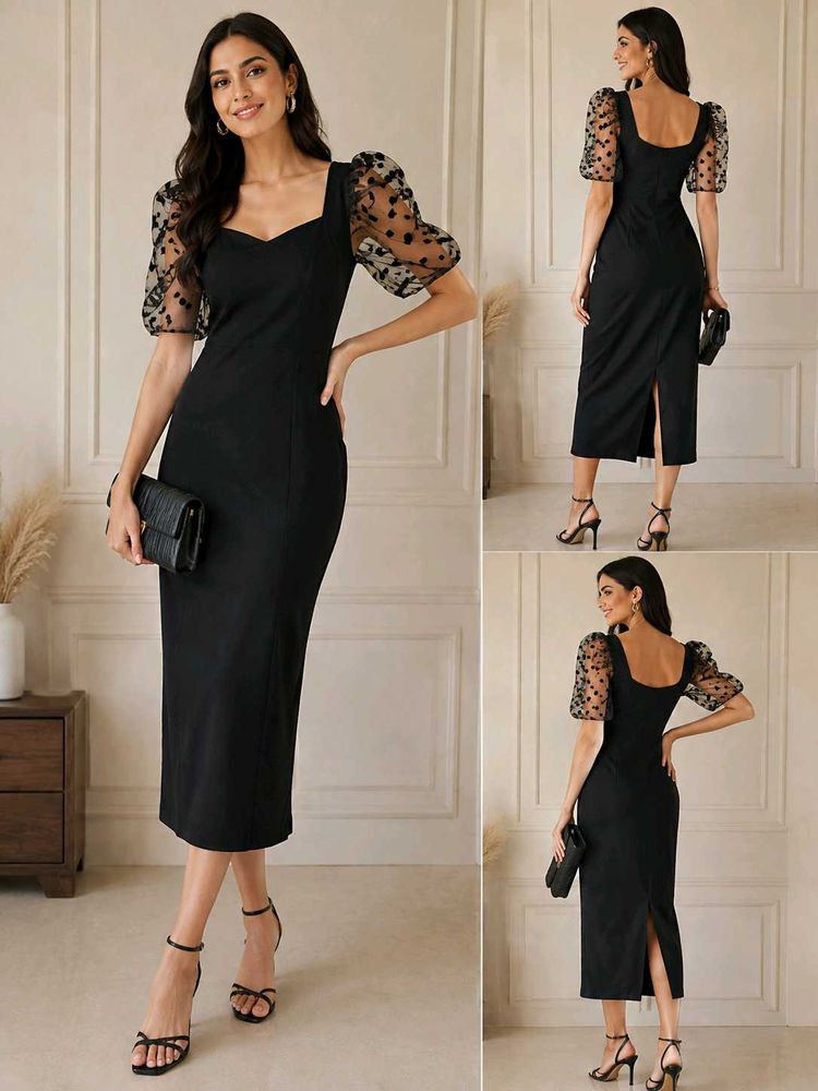 💣 Elegant Black Puff Sleeve Dress