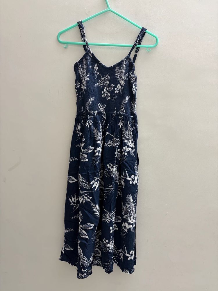 Navy Floral Midi Dress