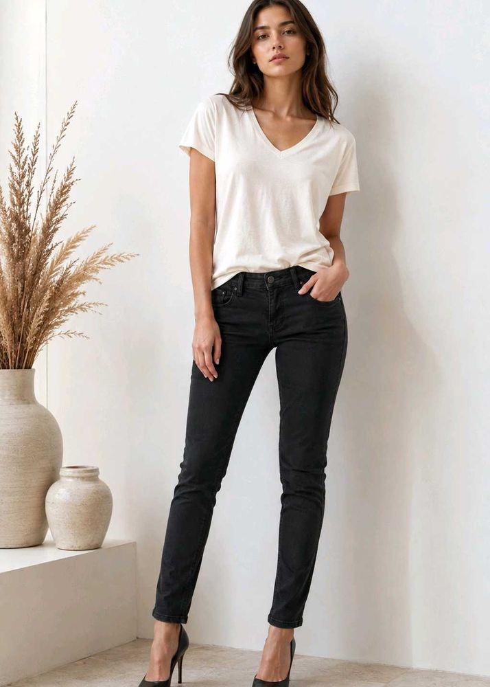 ZARA Y2K-Inspired Black Stretch Skinny Jeans