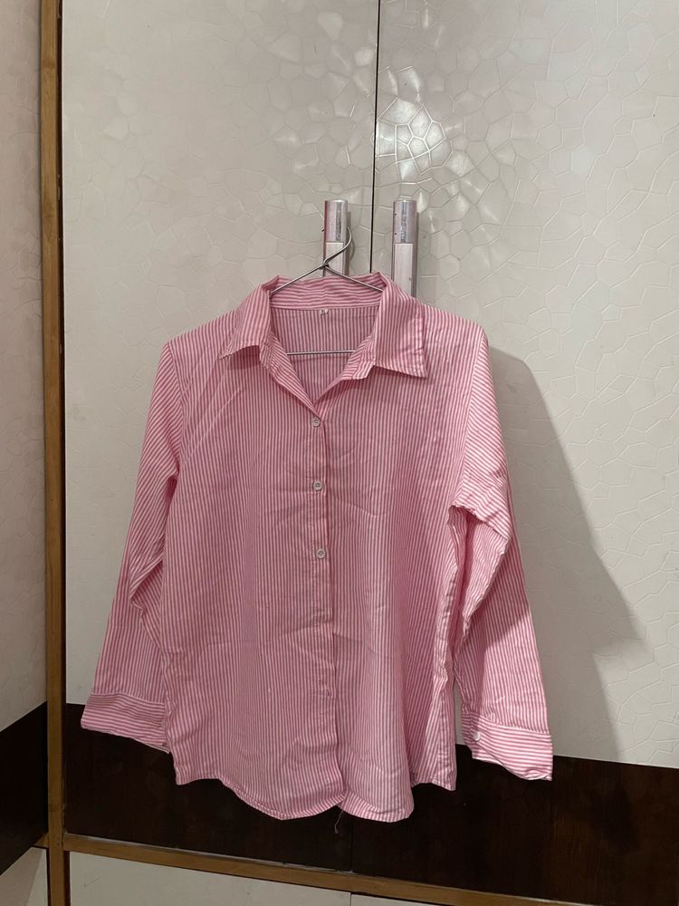 Pink Striped Long Sleeve Shirt