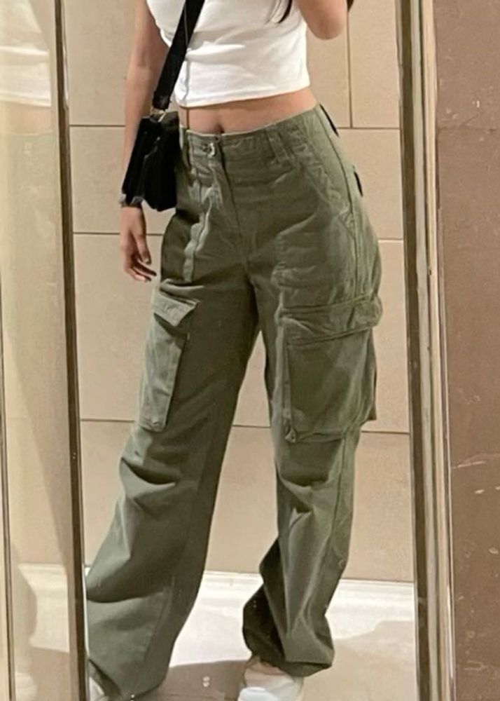 Olive Green Cargo Pants(Adjustable)