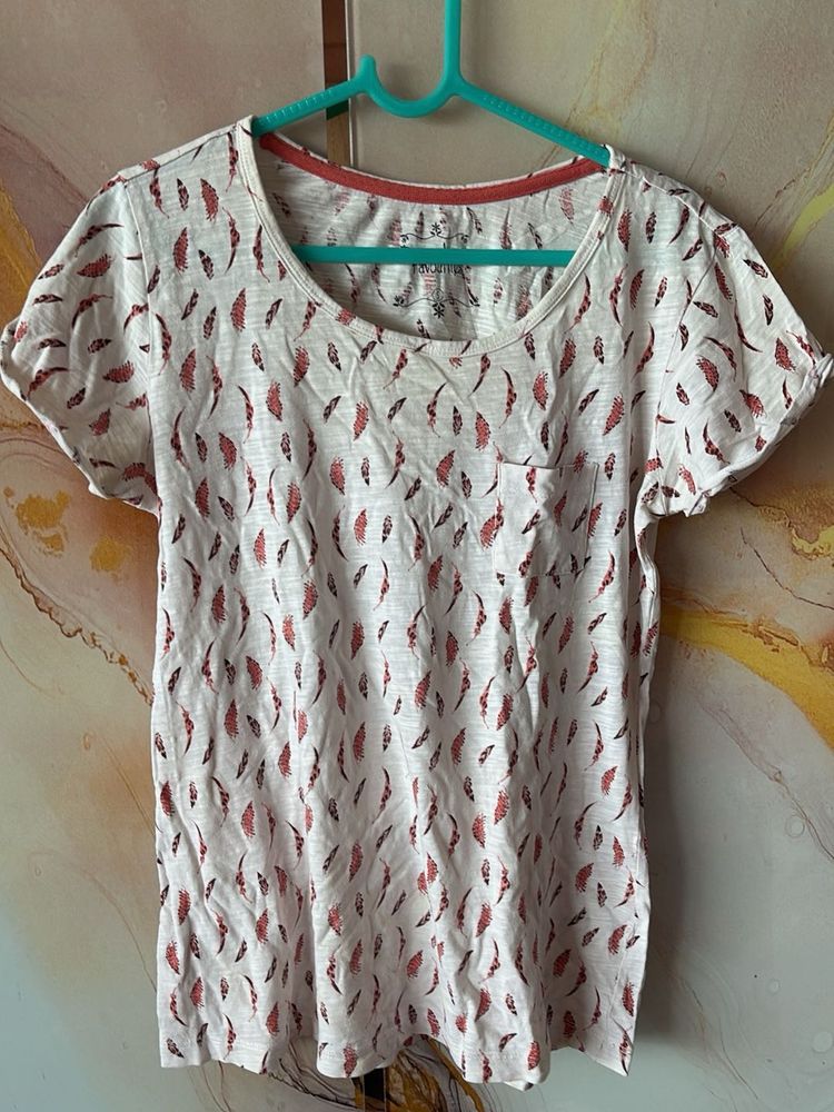 Feather Print Casual T-Shirt