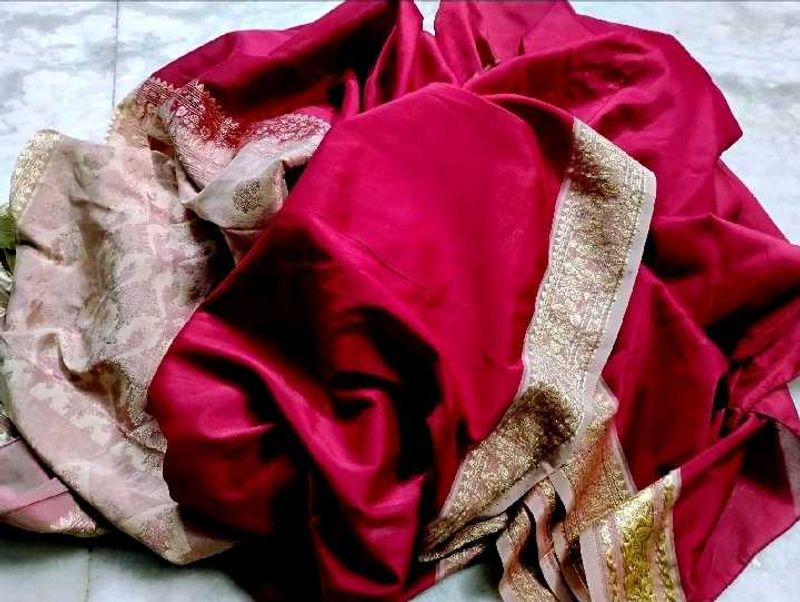 Meroon Banarasi silk saree