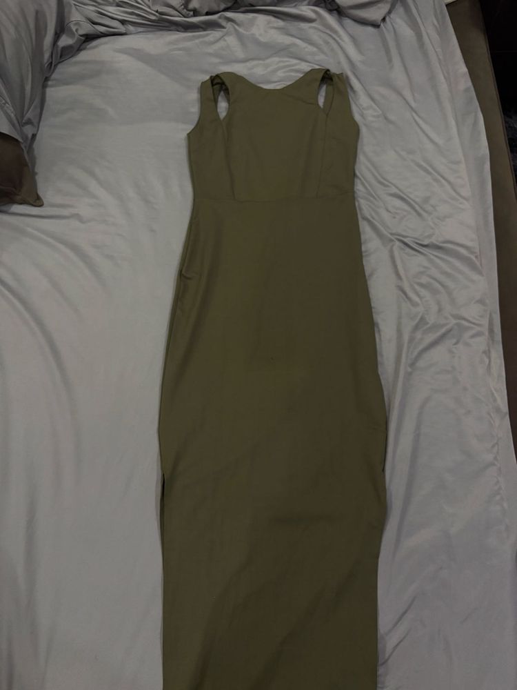 Olive Green Sleeveless Maxi Dress