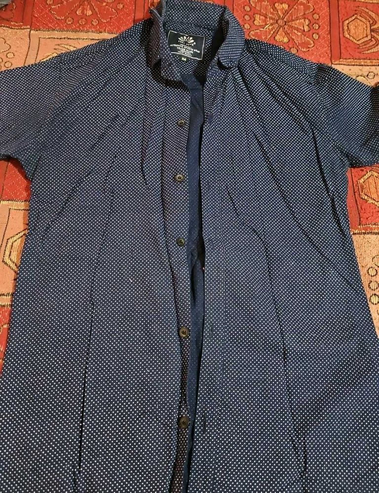 Men's Blue Polka Dot Shirt