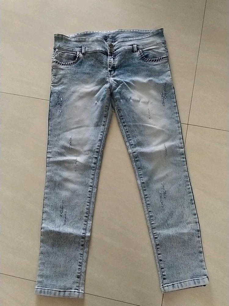 Acid Wash Distressed Jeans