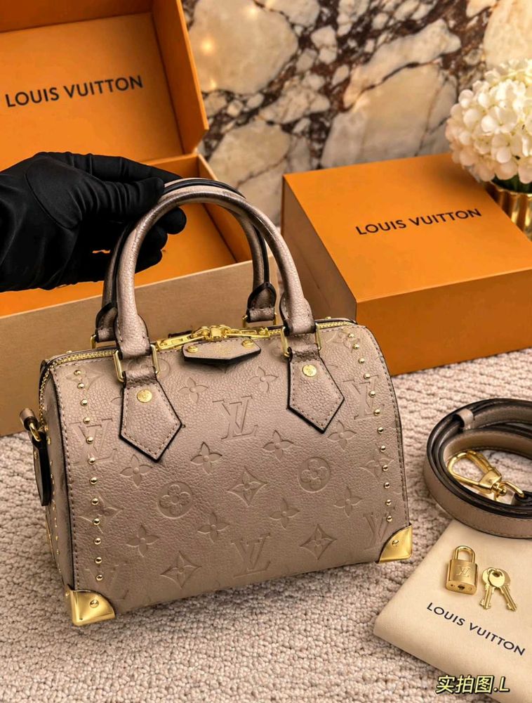 Louis Vuitton Speedy-style studded trunk handbag w