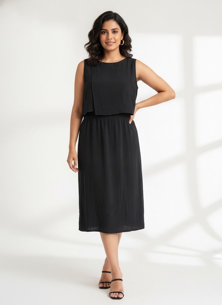 Calvin Klein Black Sleeveless Midi Dress