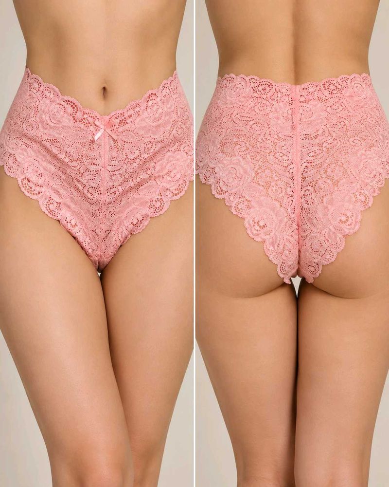 Pink Lace High-Waist Brief Panty
