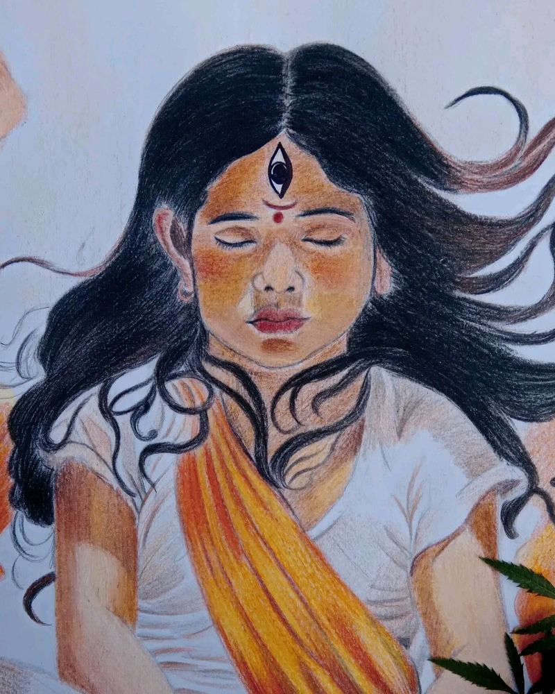 Maa Durga Color Panting Handmade Work