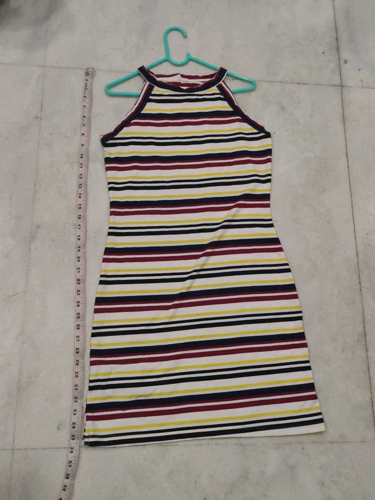Striped Halter Neck Mini Dress