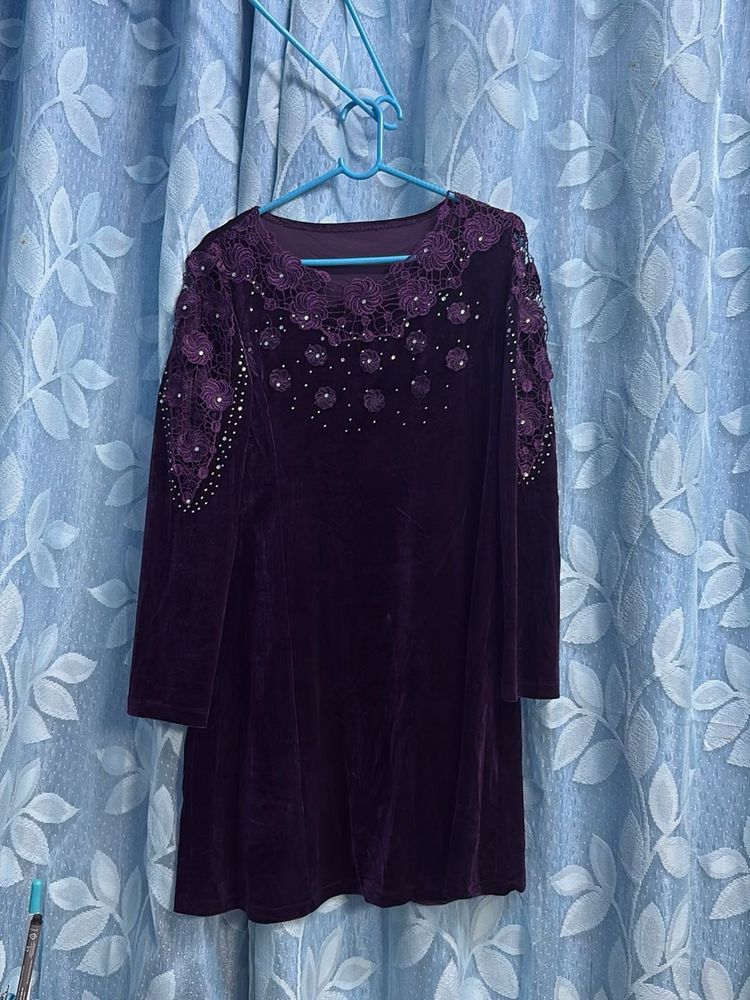 Elegant Purple Velvet Dress