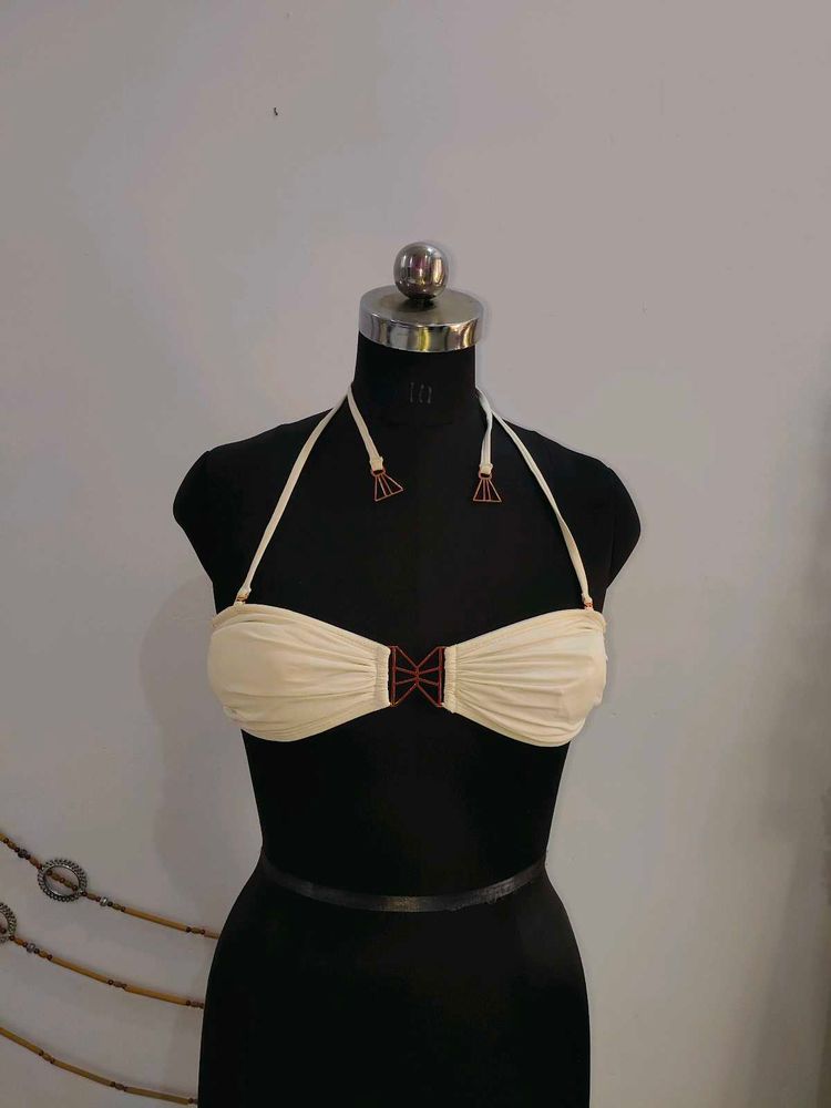 Chic Cream Bandeau Bikini Top