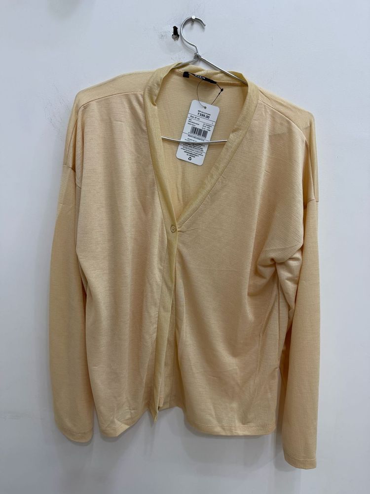Shein Soft Peach V-Neck Cardigan