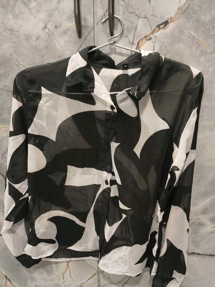 Black &amp; White Patterned Blouse