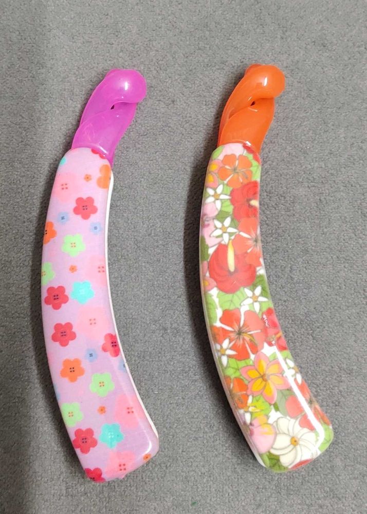 Banana Hair Clip Set Of 2 Orange🧡 and Pink 💖