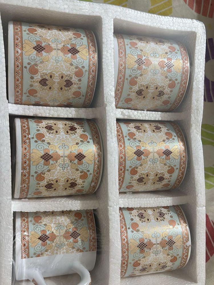 Set of 6 Decorative Coffee Mugs