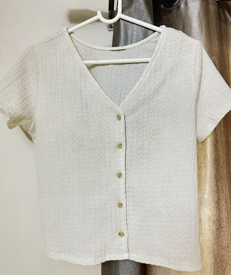 Classic White Button-Up Top