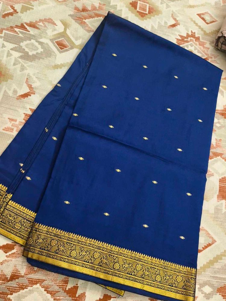Royal Blue Saree with Gold Border