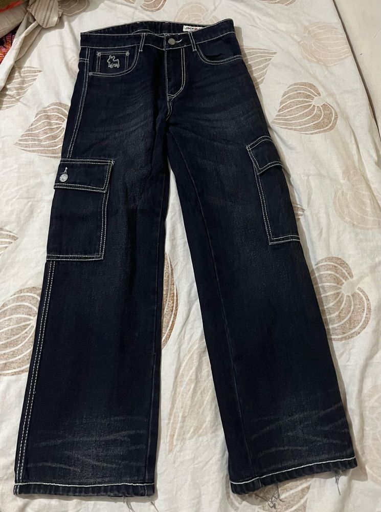 Dark Wash Cargo Jeans