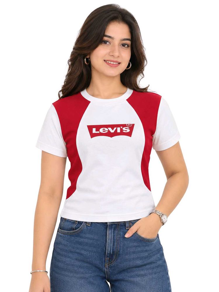 Red &amp; White Casual Crop Tshirt