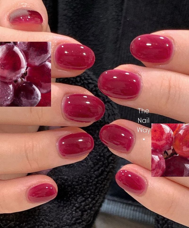 Handmade gel nails extension glossy red