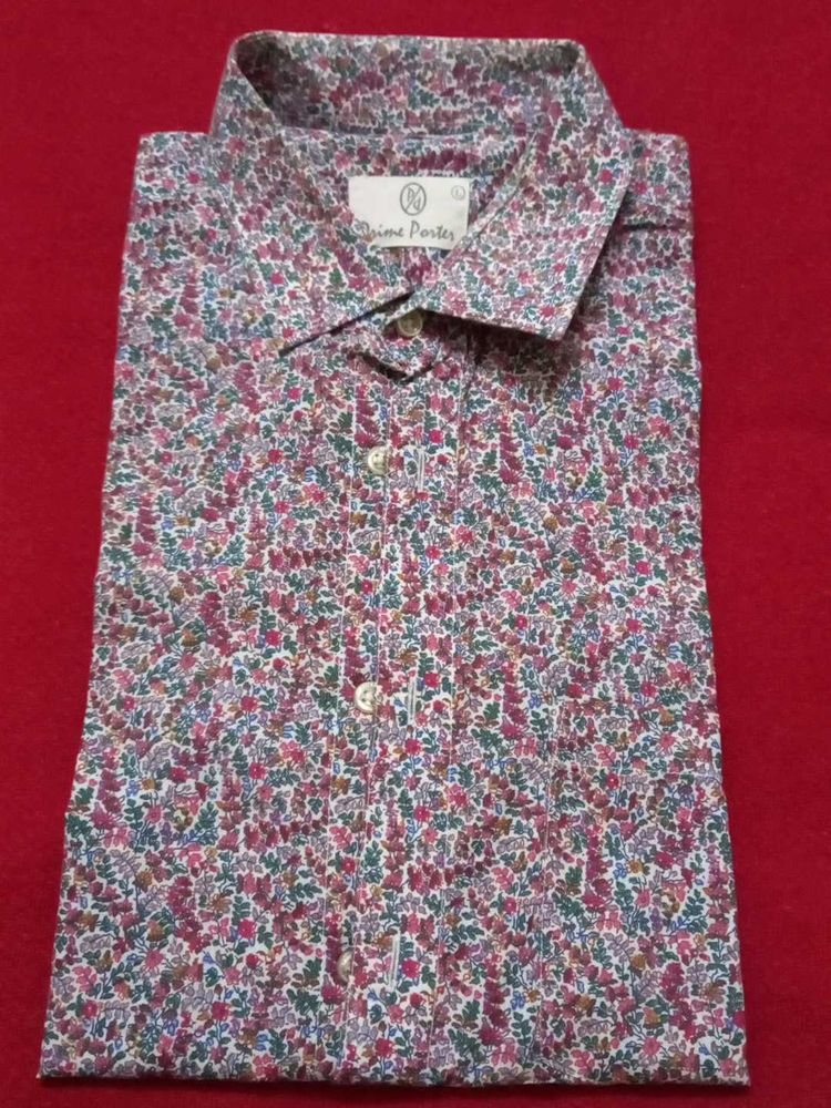 TWICE USED Men's Floral Print Button-Up Shirt