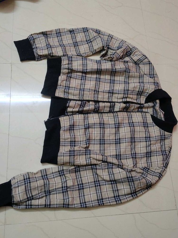 Checked Bomber Jacket