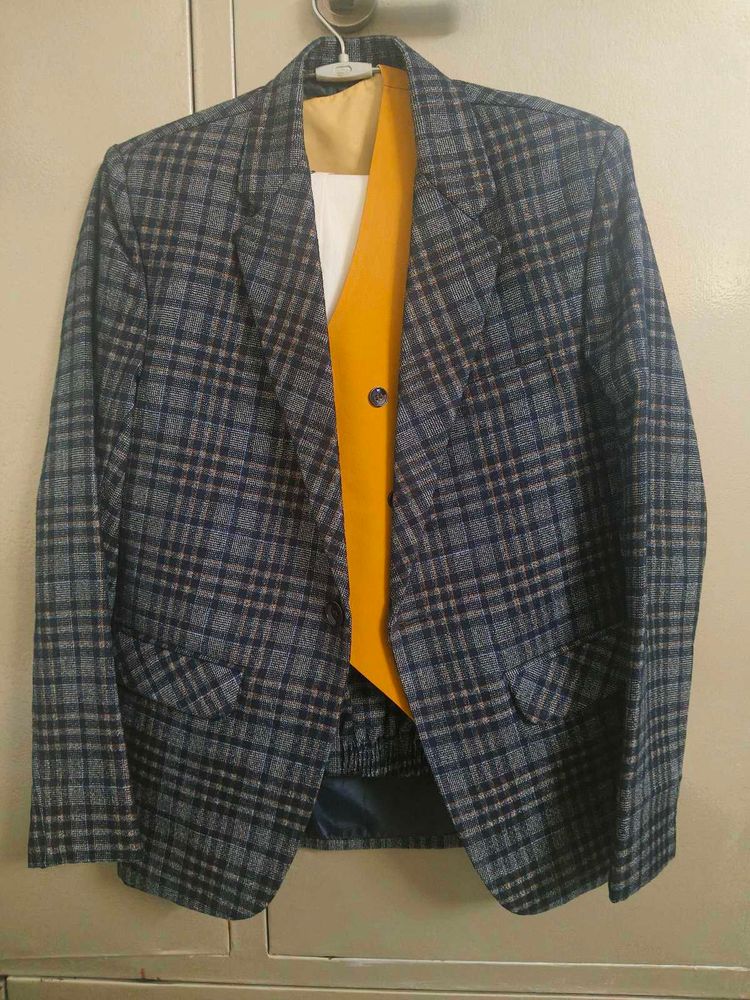 Men's Plaid Suit Jacket &amp; Vest Set