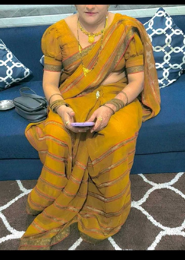 Elegant Mustard Yellow Saree heavy party sare