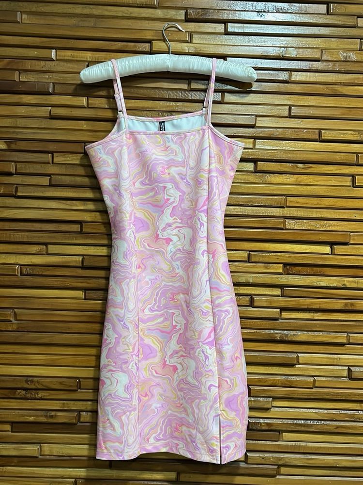 Pink Swirl Print Mini Dress