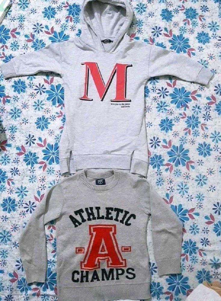 2 Cute Grey Hoodie &amp; Sweater Set