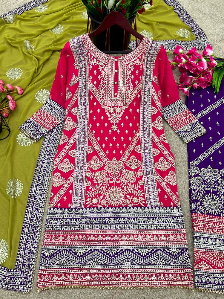 Designer Party Wear Top Nd Kurti Set