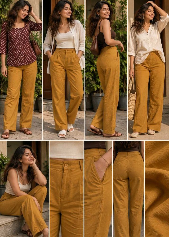high waist orange pants