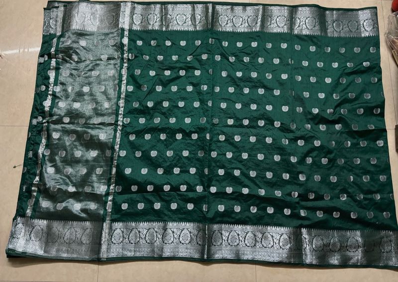 Treditional silver border saree
