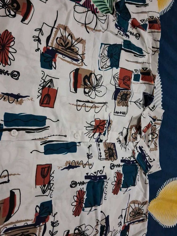 Abstract Print Button-Up Shirt