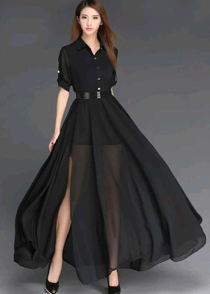 Elegant Black Maxi Dress with Slit