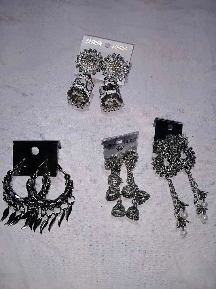 Combo 4 Stylish Hoop Earrings