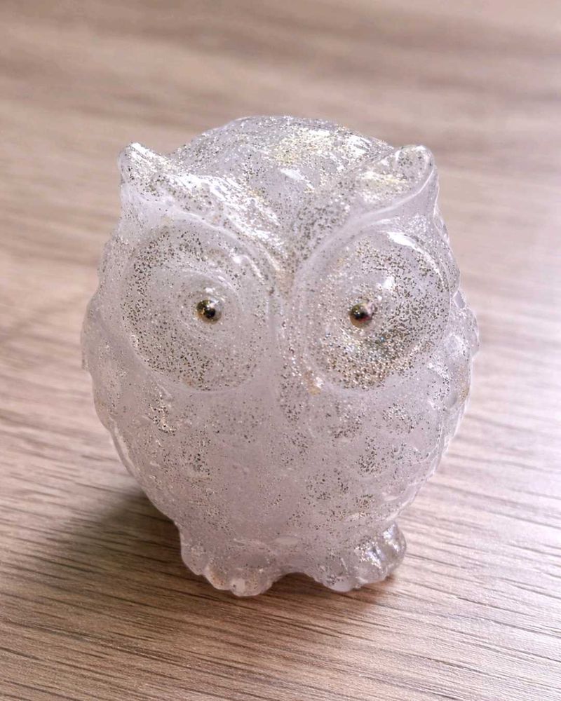 Handmade Sparkling Glitter Owl Resin Home Decor