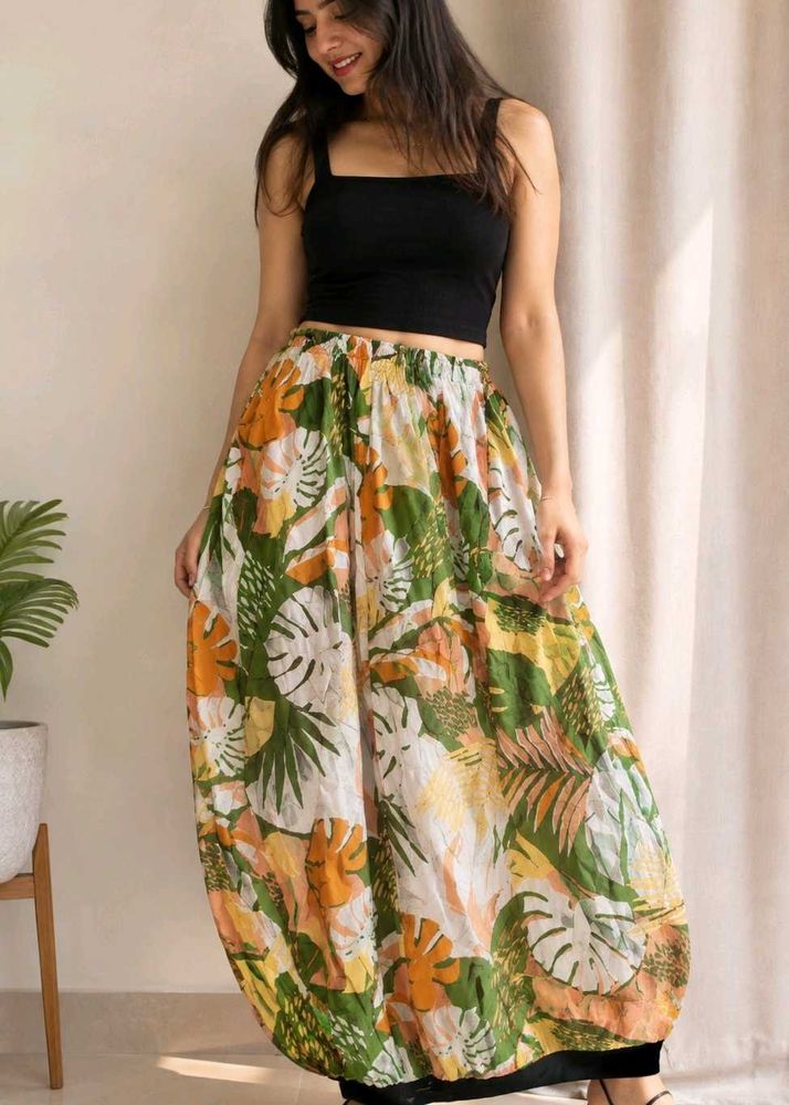 Tropical Leaf Print Maxi Dress