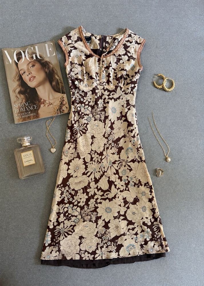 Vintage Floral Print Midi Dress