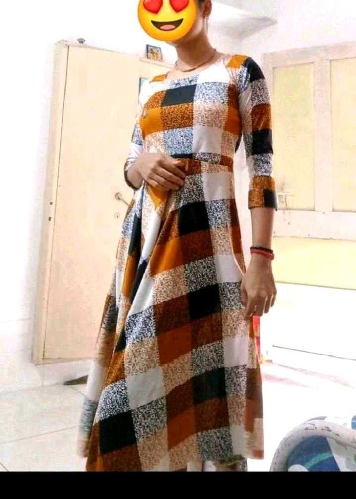 Stylish Checkered Print Maxi Dress