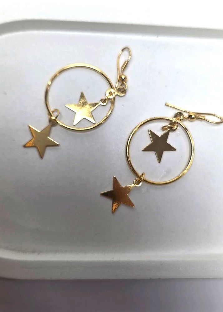 Gold Star Hoop Earrings
