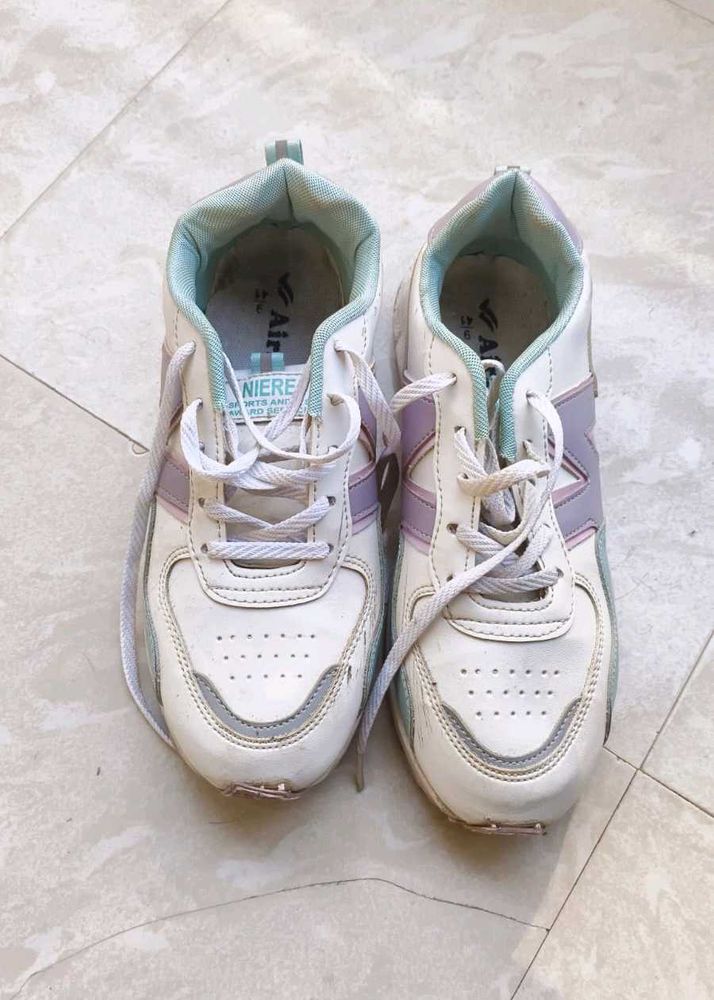 White &amp; Purple Sneakers